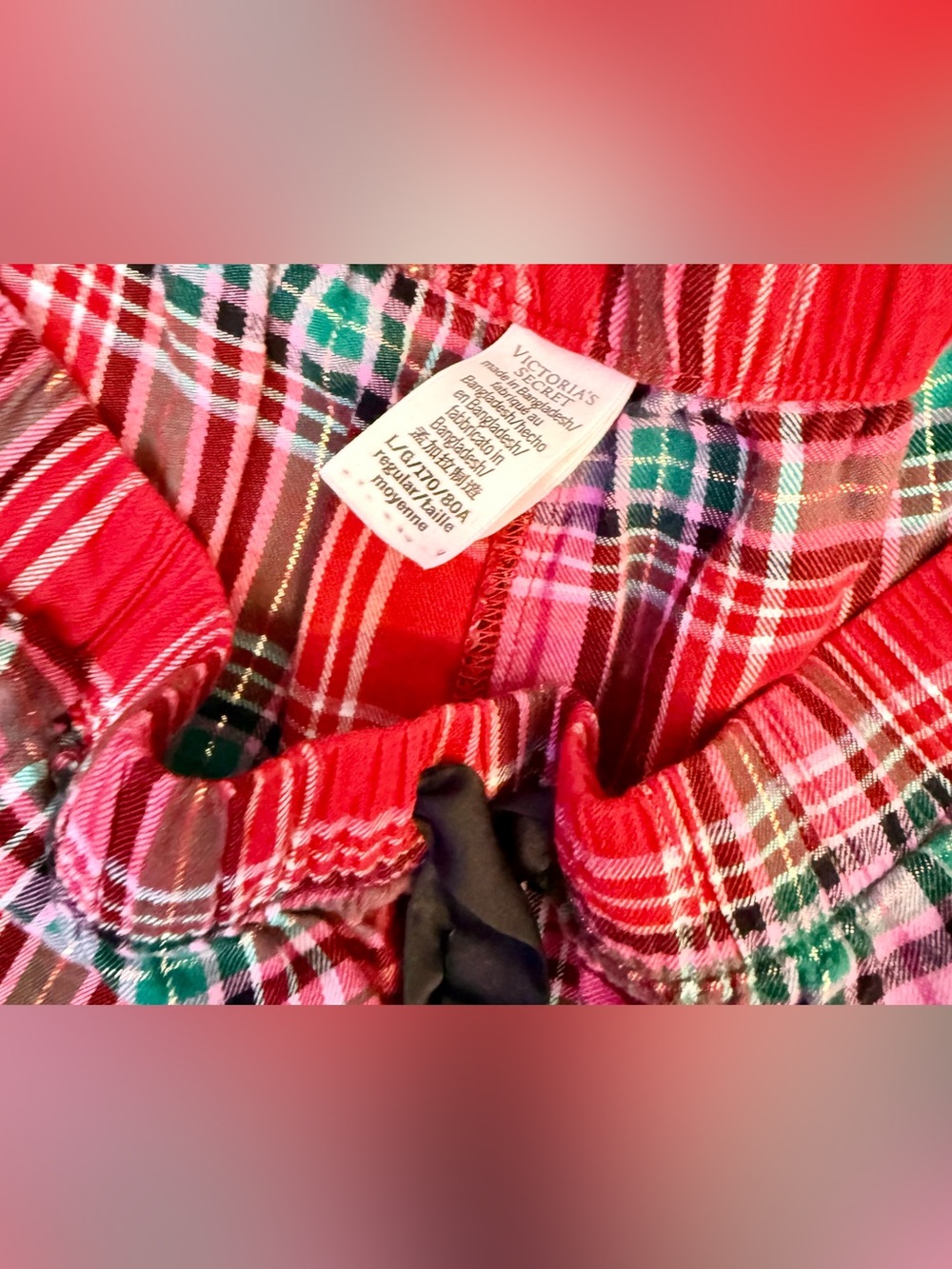 Victoria’s Secret Plaid Flannel Pajama Set Red Christmas Women’s Large | EUC - Picture 3 of 8